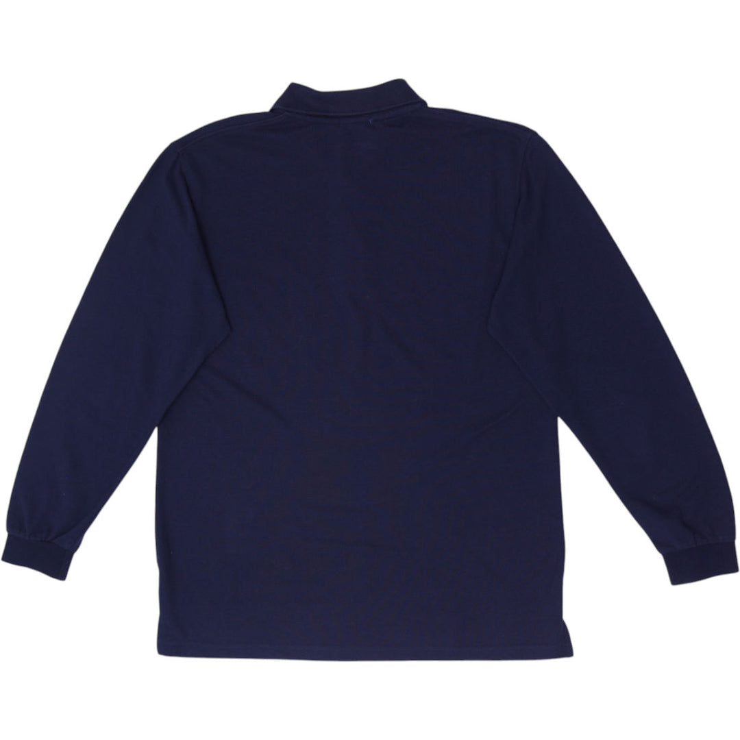 Mens Ralph Lauren Navy Textured Piqué Mesh Long Sleeve with Ribbed Cuffs Size L