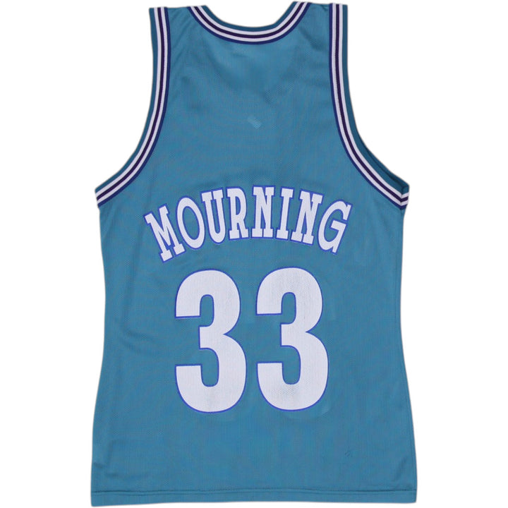 Vintage 90s Champion Charlotte Hornets Mourning #33 NBA Teal Basketball Jersey | Migration_Jerseys - Side Vie | Fashion Rerun