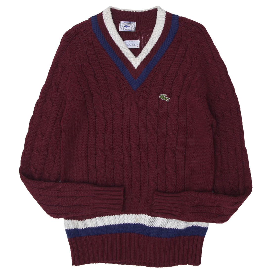Shop Vintage 1980's Vintage Izod Lacoste Cable Knit V-Neck Sweater