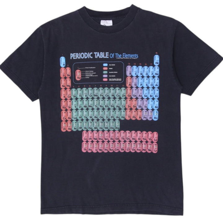 Vintage Mens Cotton Expressions T-Shirt Black Periodic Table Graphic