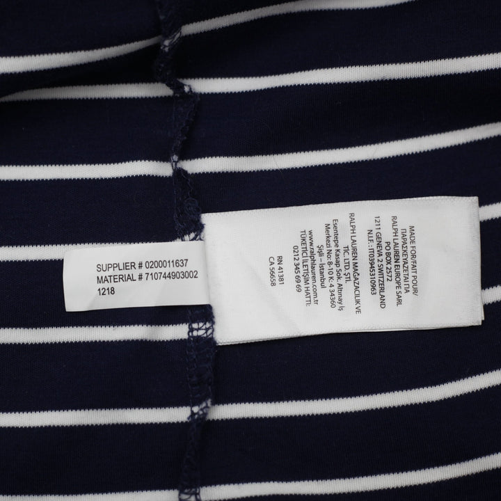 Mens Polo Ralph Lauren Slim Fit Navy Striped Polo T-Shirt Size L