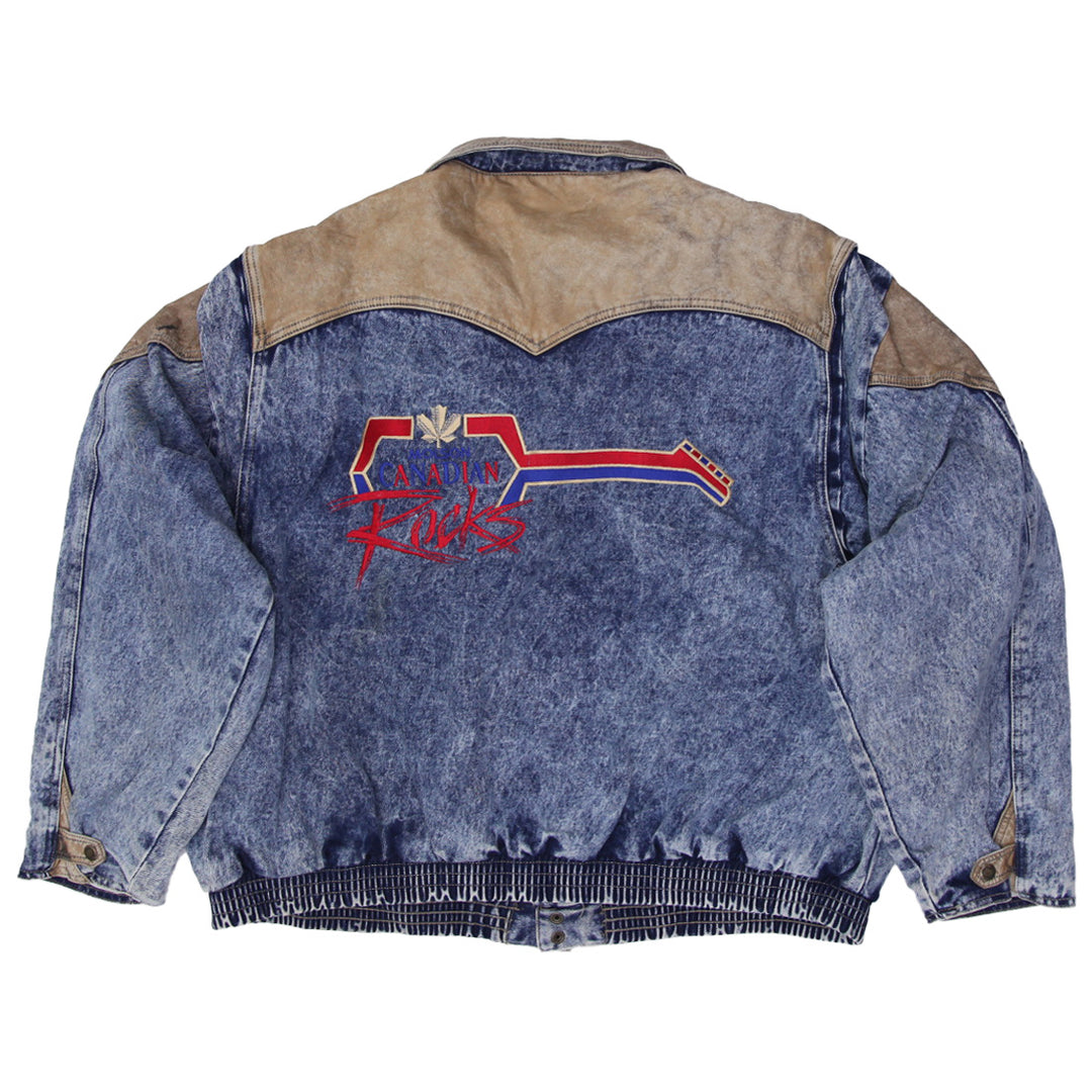 Vintage 80’s Dual Control Denim Leather Bomber Jacket Coat