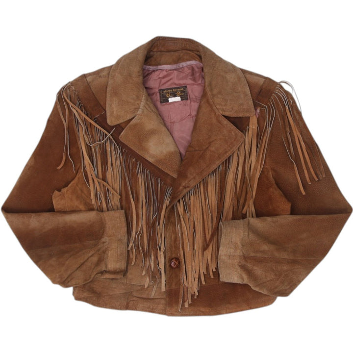 Vintage Brown Tan Suede Fringe Western Jacket