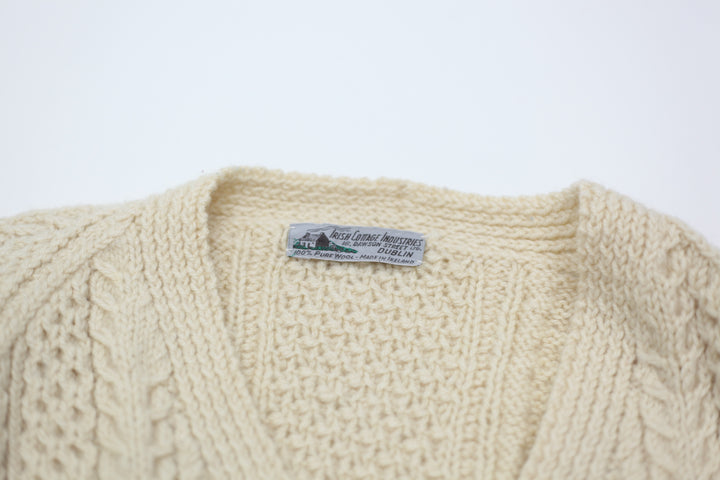 Vintage Irish Cottage Woolen Knitted Sweater Cardigan Ladies