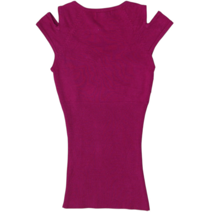 Y2K Ladies Le Chateau Cold Shoulder Ribbed Knit Top Size XS