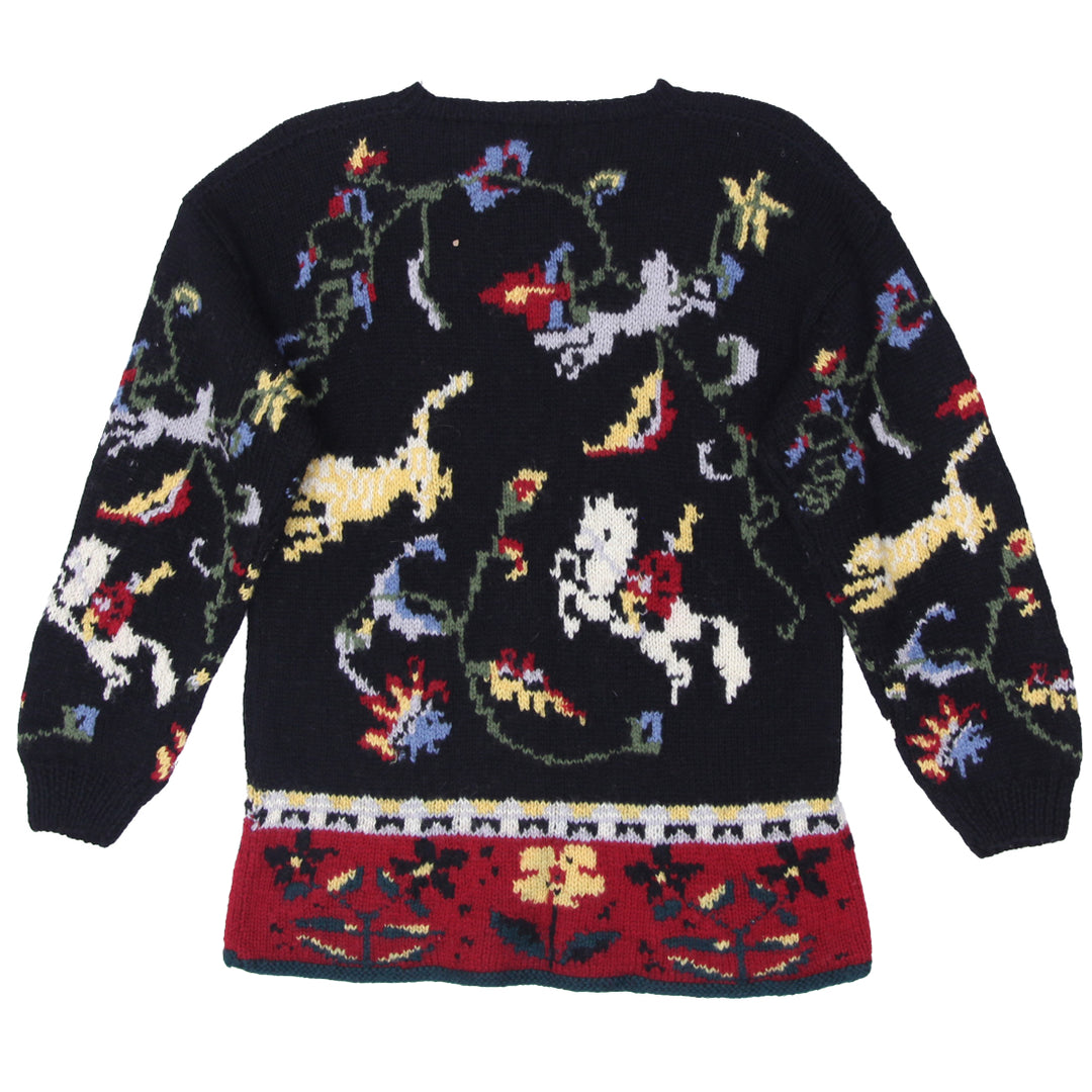 Vintage Needle Works Hand Knitted Floral Sweater Ladies - Fashion Rerun Vintage Migration_Sweaters