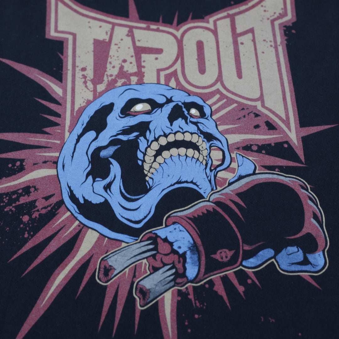 Y2K Mens Tapout T-Shirt Black Graphic Skull Design Size L