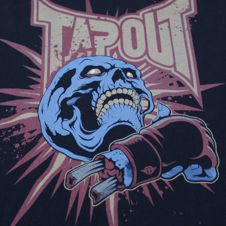 Y2K Mens Tapout T-Shirt Black Graphic Skull Design Size L