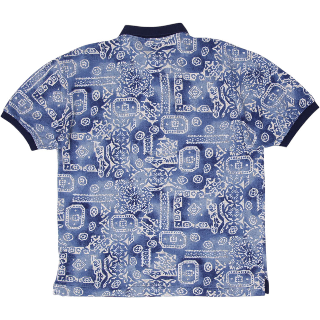 Mens Nautica Polo Blue Patterned Short Sleeve Shirt Size XXL