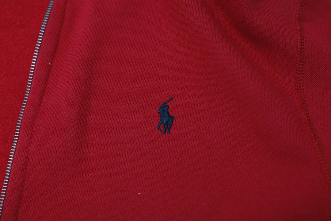 Mens Polo Ralph Lauren Hoodie Red Full Zip Embroidered Logo | Migration_Hoodies - Detail View | Fashion Rerun