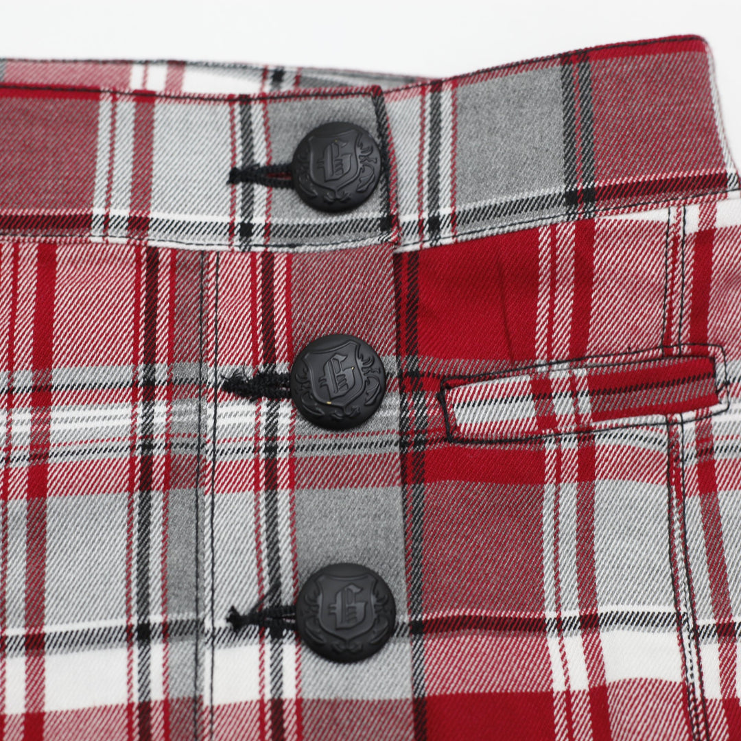 Y2K Ladies Guess Plaid Pleated Button Mini Skirt Size 28