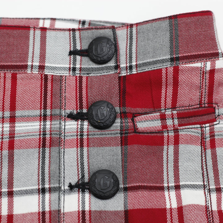Y2K Ladies Guess Plaid Pleated Button Mini Skirt Size 28