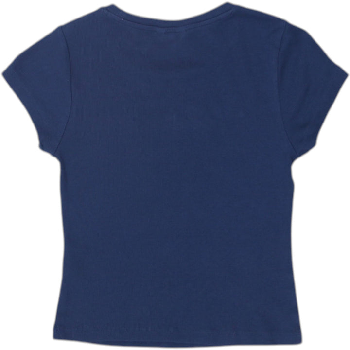 Y2K Ladies Guess Logo Navy Blue Short Sleeve T-Shirt Size M | Migration_Y2K Tops - Side View | Fashion Rerun