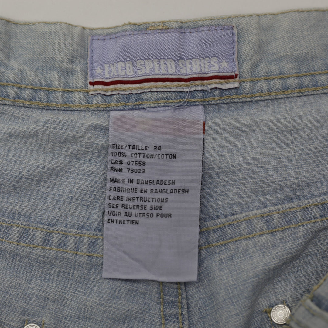 Mens Exec Speed Series Patches Denim Shorts Size 34 | Migration_Shorts - Back View | Fashion Rerun