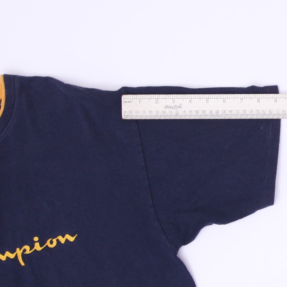 Vintage Champion Embroidered Logo Cotton T-Shirt Size L