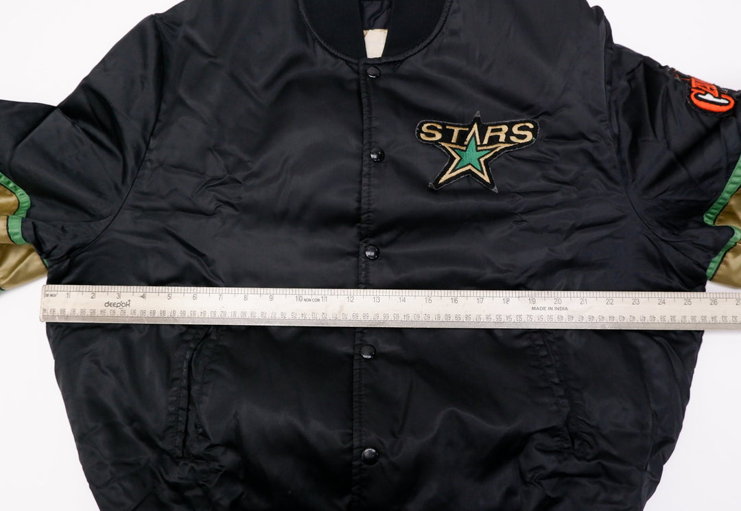 Vintage Mens NHL Stars Satin Jacket Navy Blue Embroidered Logo | Migration_Jackets - Detail View | Fashion Rerun