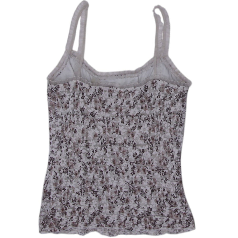 Y2K Ladies White Lace Strappy Sleeveless Floral Tank Top Size L | Migration_Tops - Side View | Fashion Rerun