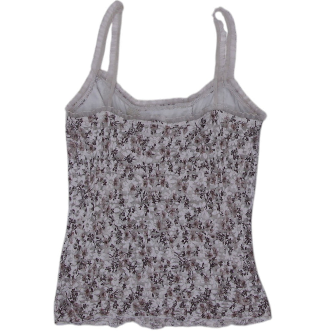 Y2K Ladies White Lace Strappy Sleeveless Floral Tank Top Size L | Migration_Tops - Side View | Fashion Rerun