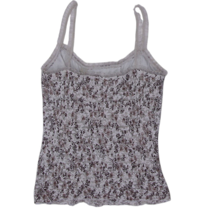 Y2K Ladies White Lace Strappy Sleeveless Floral Tank Top Size L | Migration_Tops - Side View | Fashion Rerun