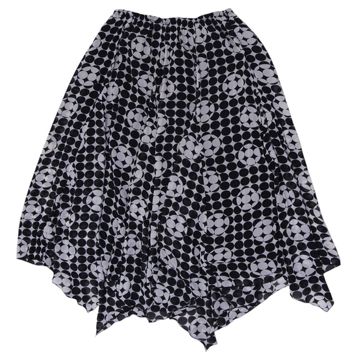 Y2K Ladies Chicos Black Chiffon Elastic Waist Asymmetric Flare Lined Midi