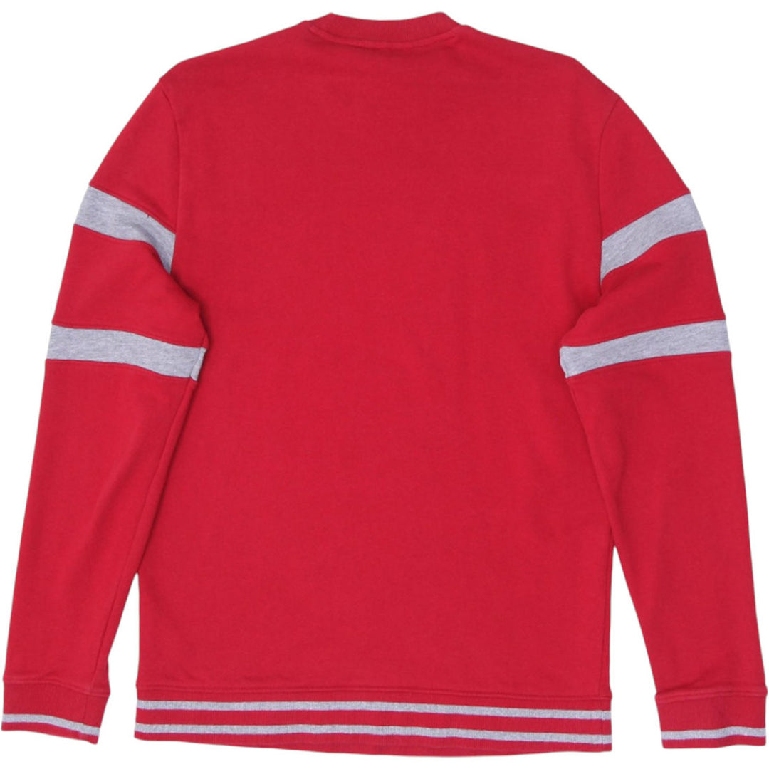 Mens Guess Sweatshirt Red Gray Striped Logo Graphic