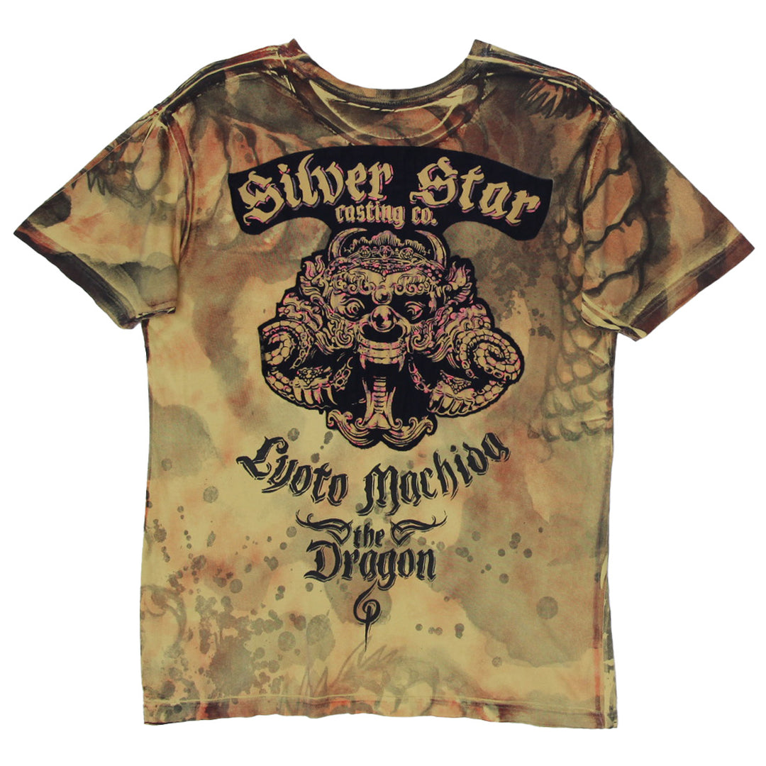 Men’s Y2K Silver Star all-over print T-shirt with vintage early 2000s graphic design