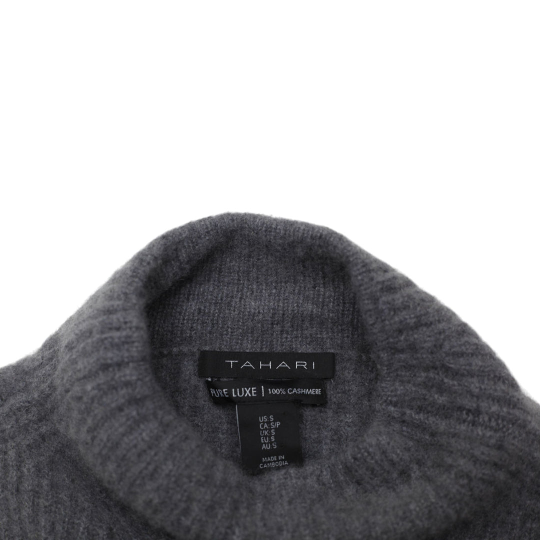 Ladies Tahari Gray Cashmere Ribbed Knit Long Sleeve Sweater Size S | Migration_Knitwear & Sweaters - Back Vie | Fashion Rerun