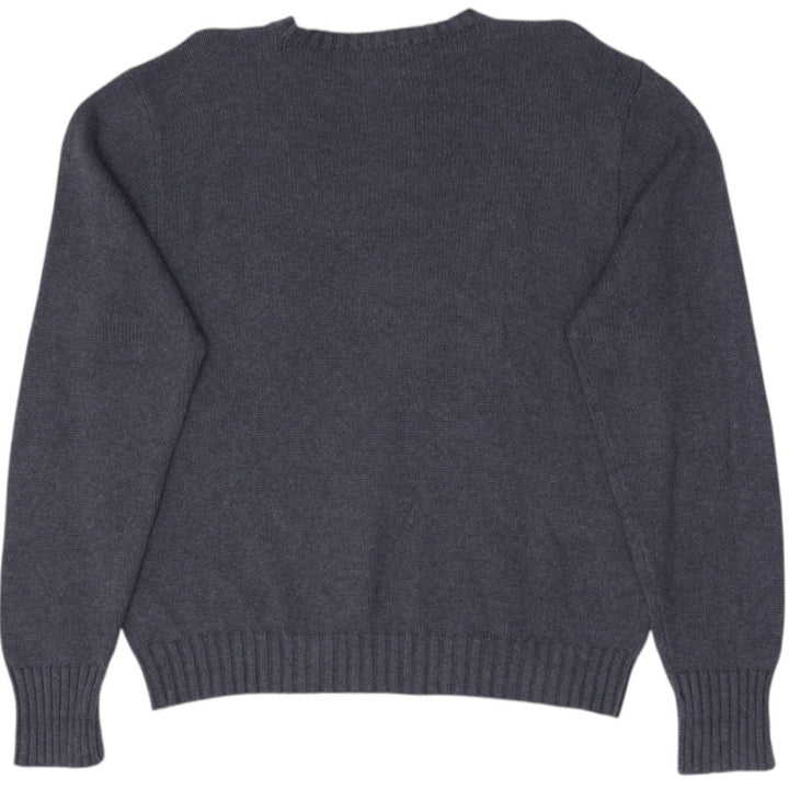 Mens Polo By Ralph Lauren Gray Knitted 100% Cotton Pullover Sweater XL