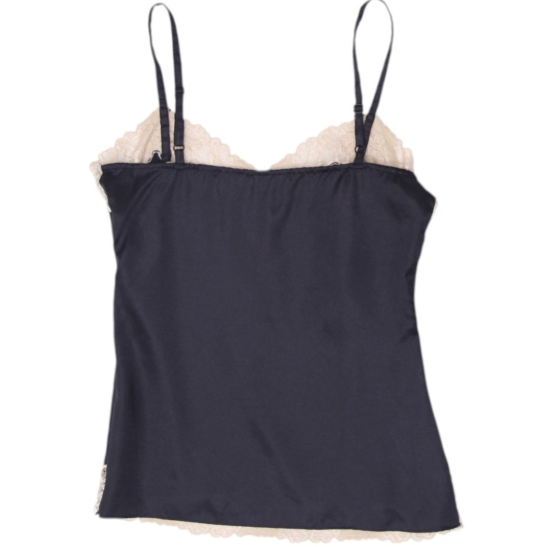 Y2K Ladies Satin Lace Trim Spaghetti Strap Camisole Tank Top Size 2