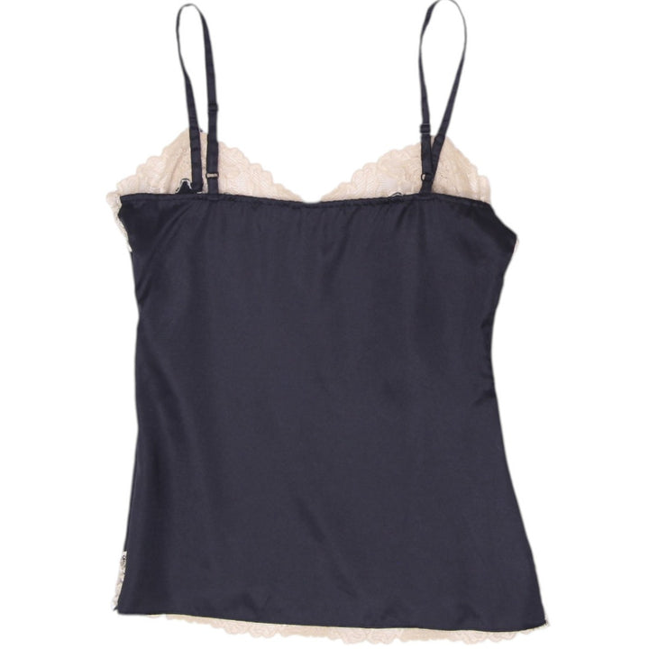 Y2K Ladies Satin Lace Trim Spaghetti Strap Camisole Tank Top Size 2