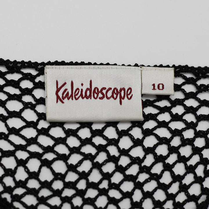 Y2K Ladies Kaleidoscope Crochet Top Black White Floral