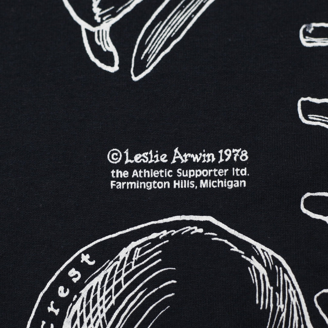 Vintage Leslie Arwin 1978 Anatomical Skeleton T-Shirt XL Made In USA Single Stitch | Migration_T-Shirts - Det | Fashion Rerun