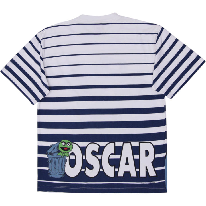 Vintage 90s Sesame Street Oscar The Grouch Striped T-Shirt Size M
