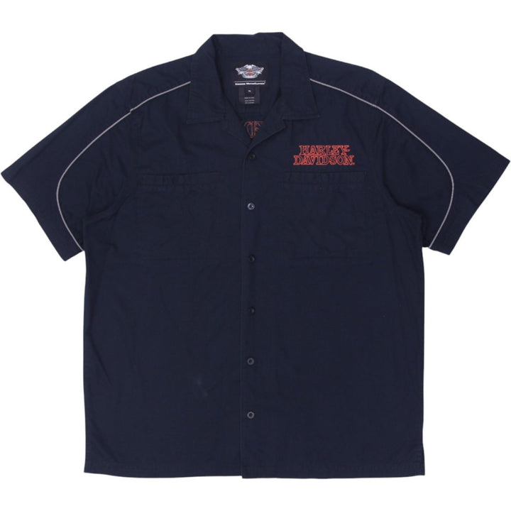 Mens Harley Davidson Shirt Black Embroidered Skull Graphic | Migration_Shirts | Fashion Rerun