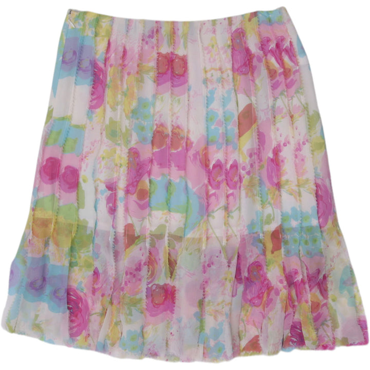 Y2K Ladies Dana Buchman Stitched Pleat Silk Chiffon Midi Skirt Size 8