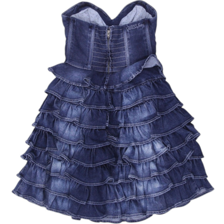 Y2K Ladies Guess Tube Ruffle Layered Denim Dress