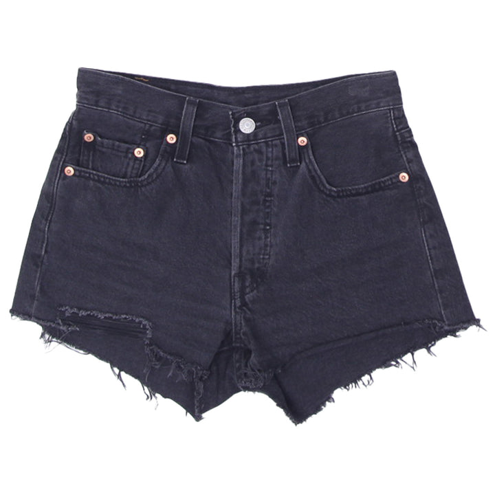 Ladies Levis 501 Waterless Button Fly Black Denim Shorts