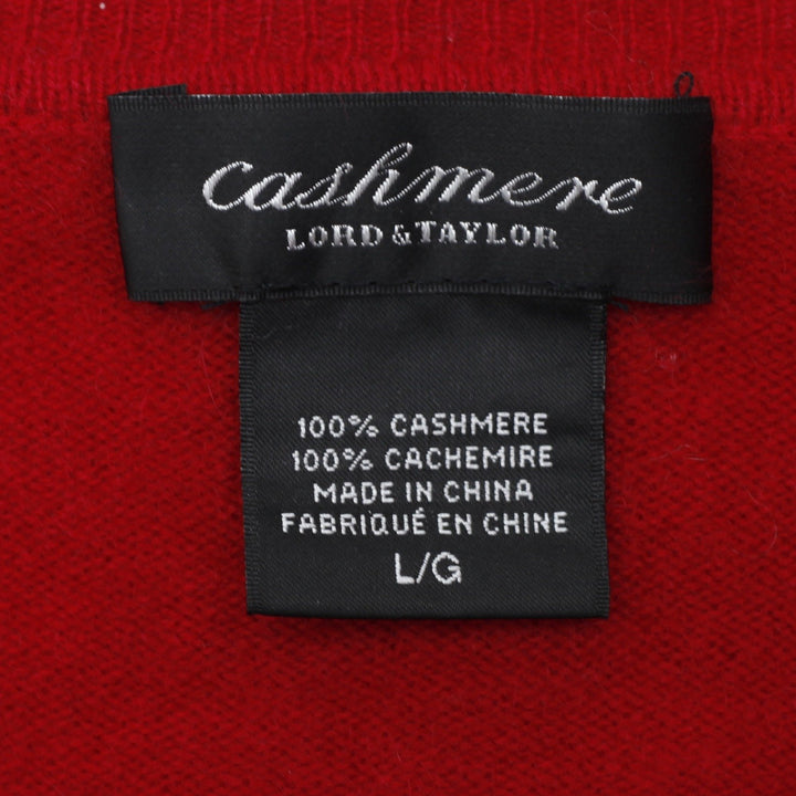 Ladies Lord & Taylor 100% Cashmere V-Neck Red Sweater