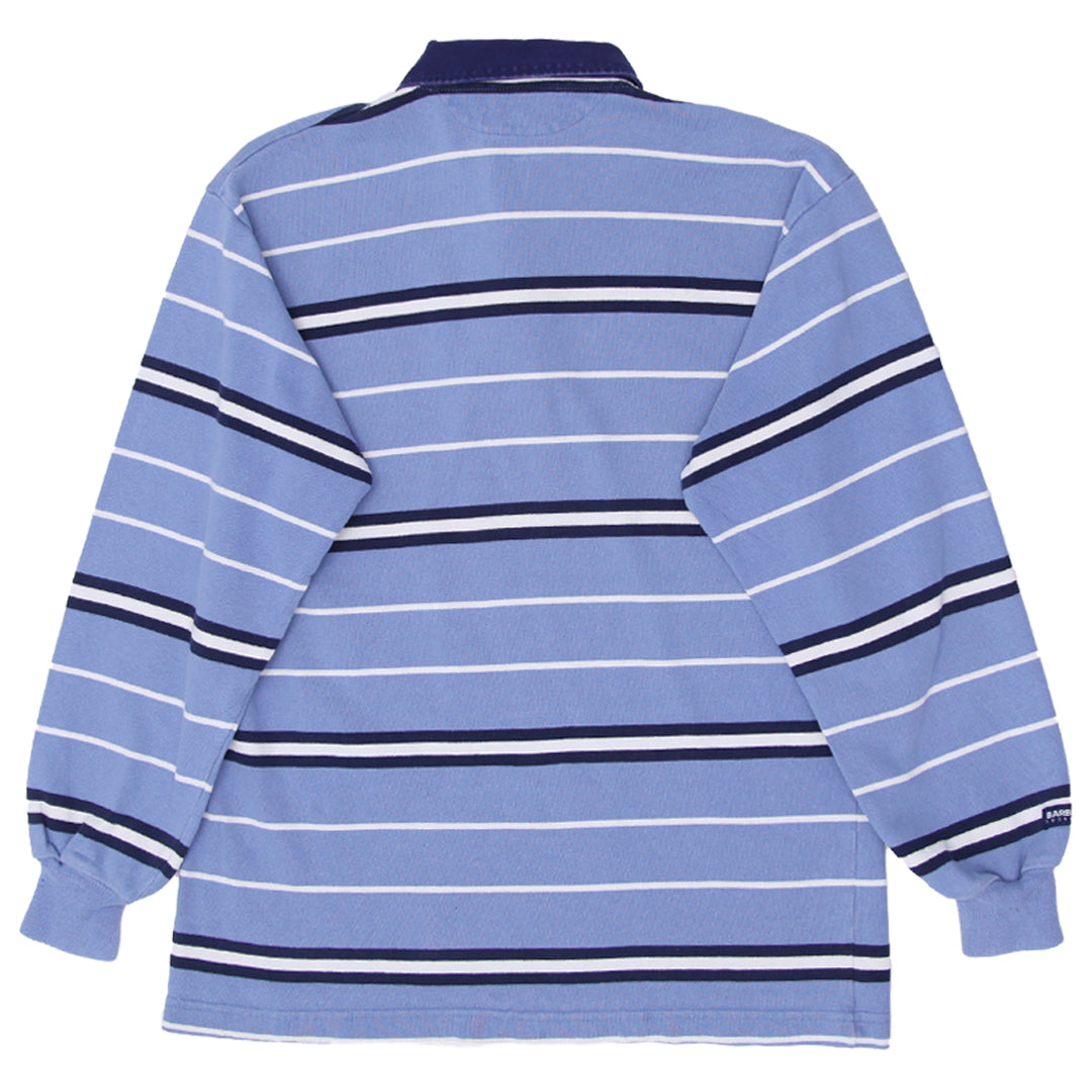 Vintage Barbarian Rugby Wear Striped Cotton Polo Shirt Size Large - Fashion Rerun Vintage Migration_T-Shirt