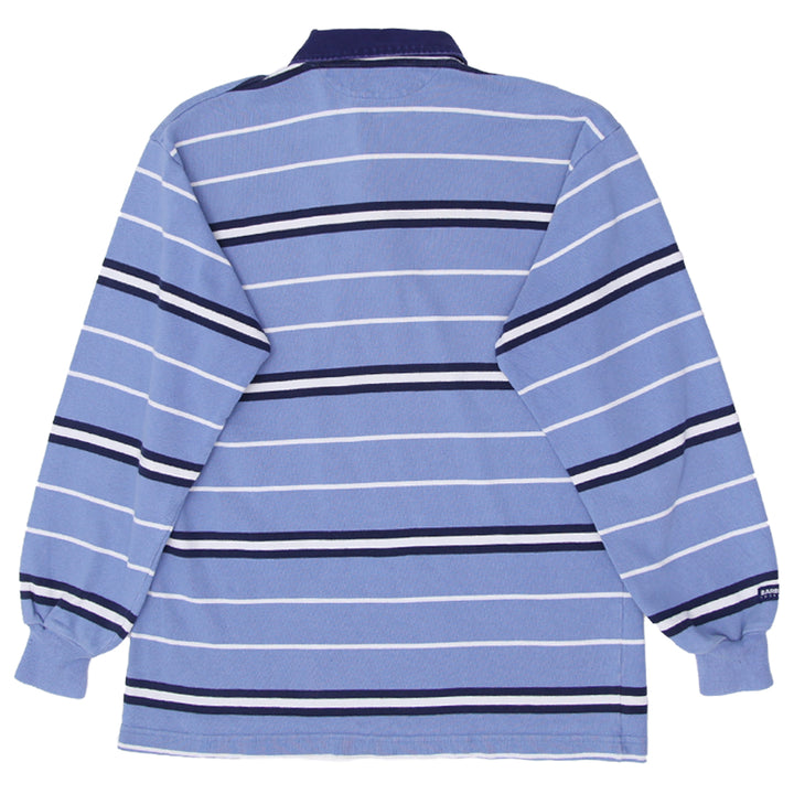Vintage Barbarian Rugby Wear Striped Cotton Polo Shirt Size Large - Fashion Rerun Vintage Migration_T-Shirt