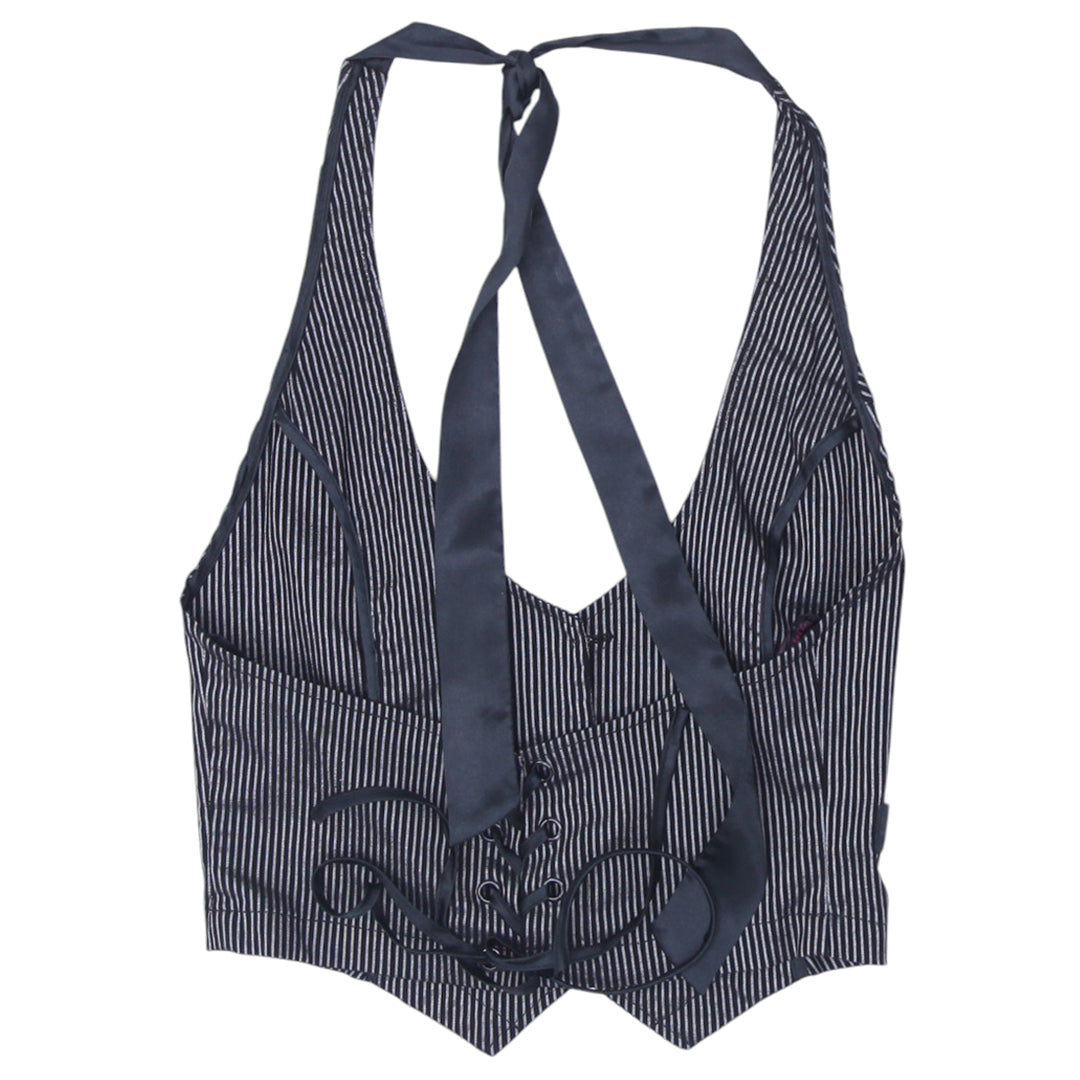 Y2K Halter Stripe Crop Top - Fashion Rerun Vintage Migration_Tops