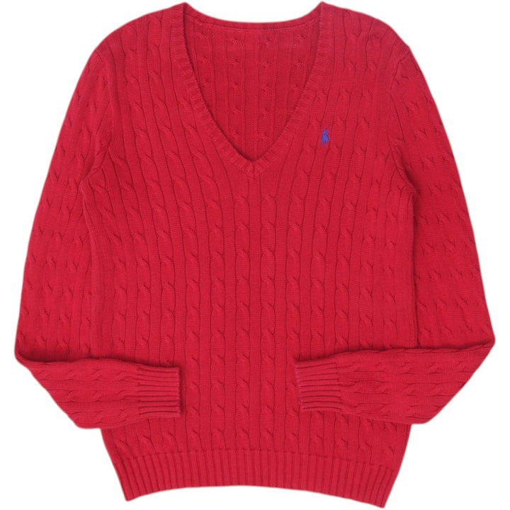Mens Red V-Neck Long Sleeve Sweater