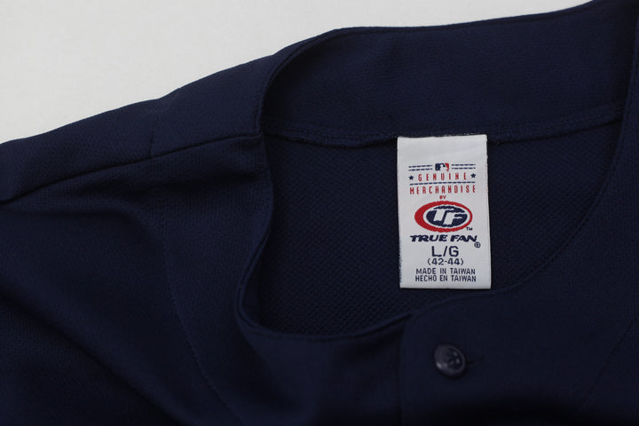 Mens Boston Red Sox Jersey Blue Red Spell Out Sewn Embroidered