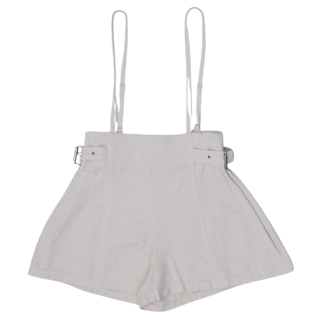 Ladies High-Waisted Shorts With Suspenders Front Zipper Romper