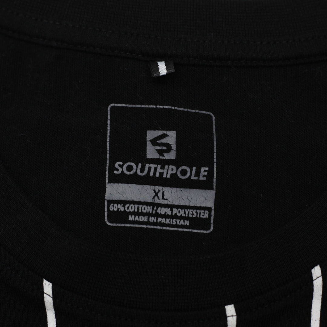 Y2K Mens Southpole Graphic T-Shirt Black Size XL
