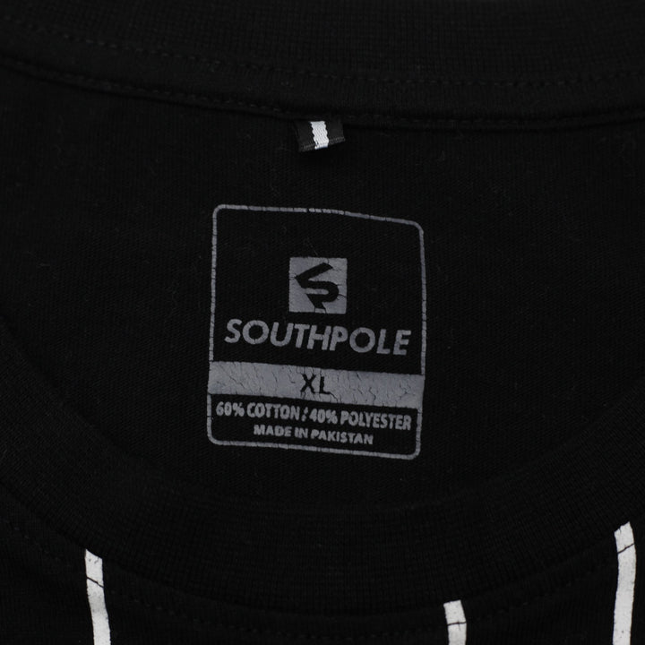 Y2K Mens Southpole Graphic T-Shirt Black Size XL