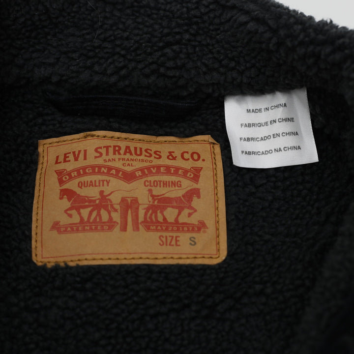 Mens Levi Strauss Levi's Black Corduroy Sherpa Trucker Jacket Size S