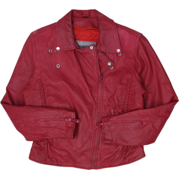 Vintage UNIK Red Leather Biker Jacket Size L | Migration_Jackets MJ DROP | Fashion Rerun