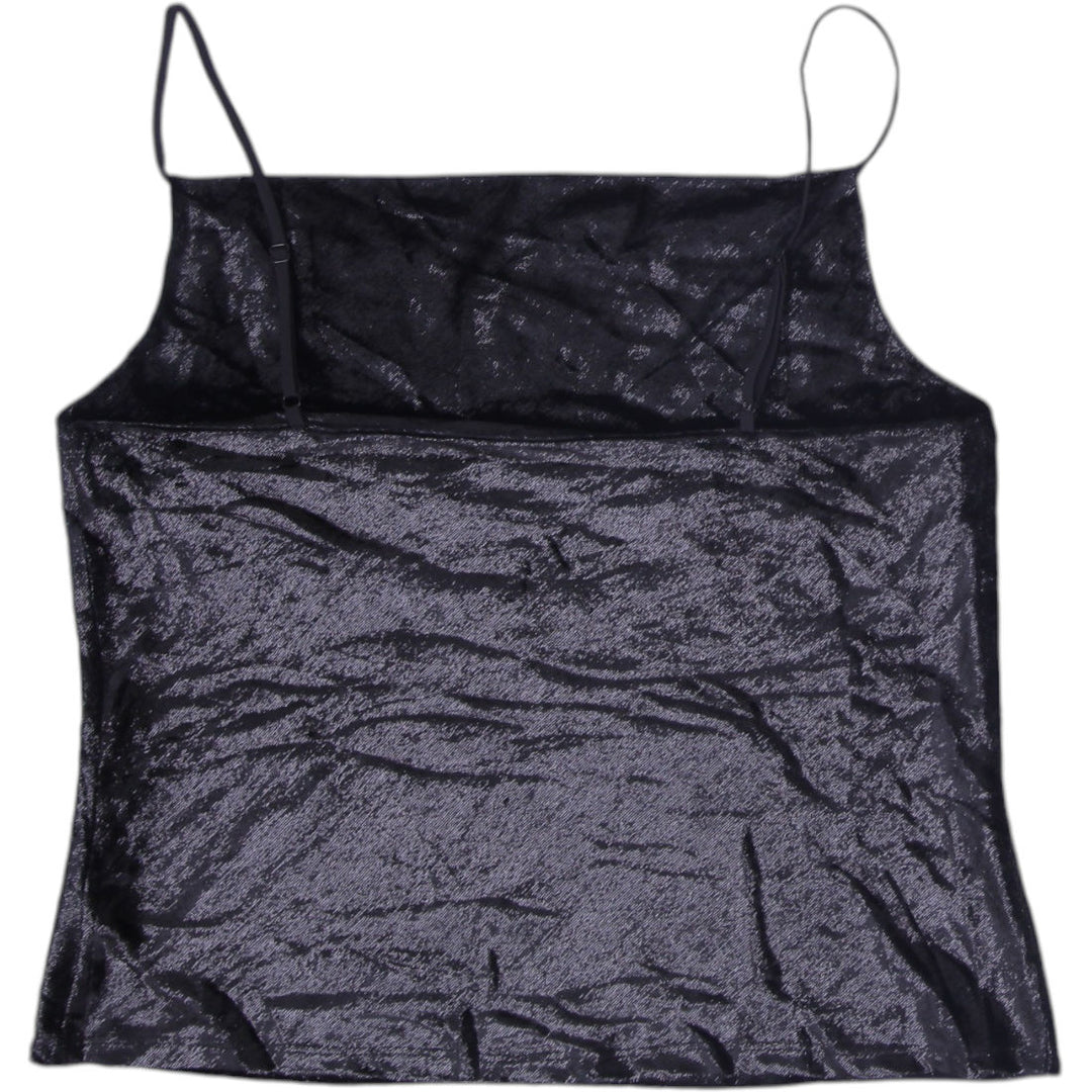Y2K Ladies WAYF Metallic Shimmer Cami Top Cowl Neck Spaghetti Strap Tank Size M