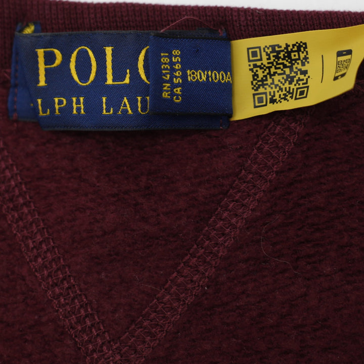 Mens Polo Ralph Lauren Crewneck Sweatshirt Burgundy Maroon Fleece Size L